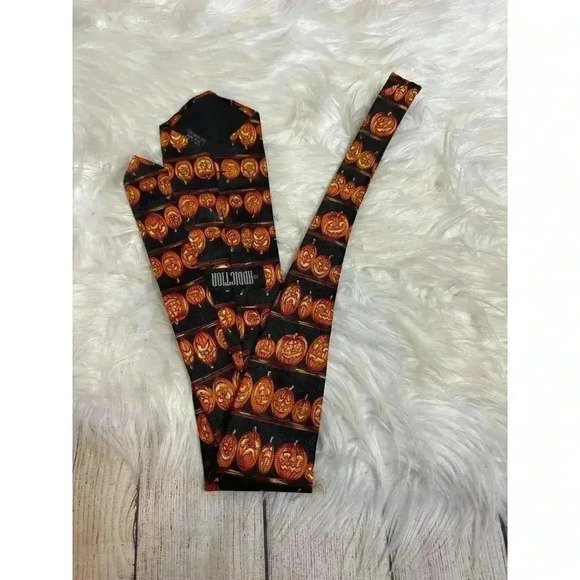 Addiction Pumpkin Halloween Jack-o-Lantern Men's Neck Tie - Picture 2 of 4